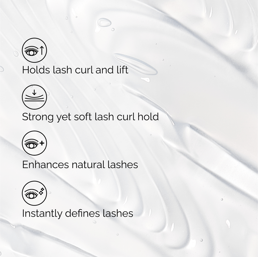 Key benefits of The Ordinary Lash Curl Finisher over a clear serum texture. It holds curl and lift, provides a strong yet soft hold, enhances natural lashes, and instantly provides definition.